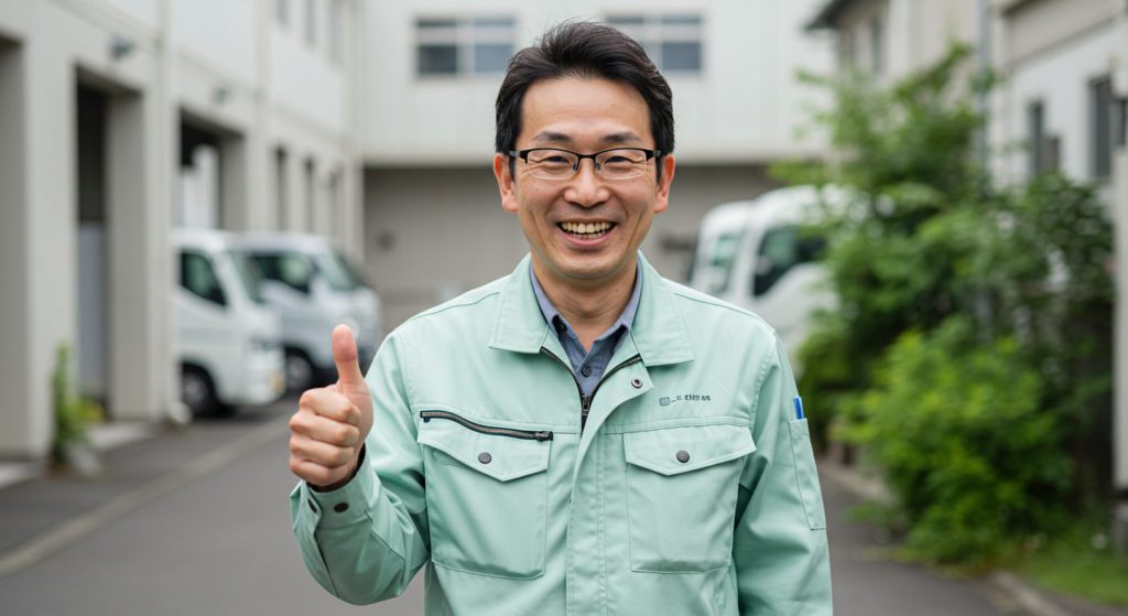 OKサインをする日本人スタッフのイメージ写真